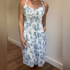As U Wish Soft blue & white Floral Dress with adjustable Straps - Size Medium